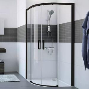 Hüppe Classics 2 EasyEntry - Posuvné dveře 2000x900/900 mm, 1/4-kruh, profil Black Edition, čiré sklo s Anti-Plaque C25507.123.322