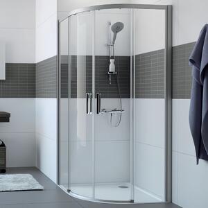 Hüppe Classics 2 EasyEntry - Posuvné dveře 2000x900/900 mm, 1/4-kruh, profil stříbrná pololesklá, čiré sklo s Anti-Plaque C25507.069.322