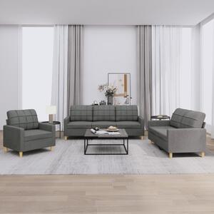 3dílná sedací souprava s poduškami tmavě šedá textil 3201243