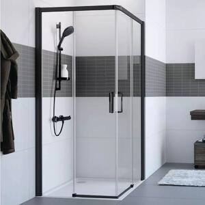 Hüppe Classics 2 EasyEntry - Posuvné dveře rohový vstup 2-dílný (1/2) 800x2000 mm, upevnění vlevo, Black Edition, čiré sklo s Anti-Plaque C25101.123.322