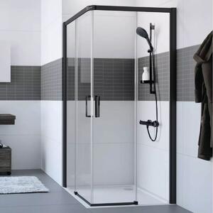 Hüppe Classics 2 EasyEntry - Posuvné dveře rohový vstup 2-dílný (1/2) 800x2000 mm, upevnění vpravo, Black Edition, čiré sklo s Anti-Plaque C25201.123.322
