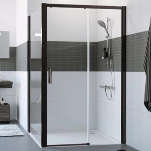 Hüppe Classics 2 EasyEntry - Posuvné dveře 1-dílné s pevným segmentem 2000x1200 mm, upevnění vpravo, profil Black Edition, čiré sklo s Anti-Plaque C25609.123.322