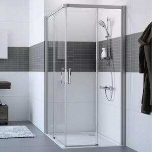 Hüppe Classics 2 EasyEntry - Posuvné dveře rohový vstup 2-dílný (1/2) 900x2000 mm, upevnění vpravo, stříbrná pololesklá, čiré sklo s Anti-Plaque C25202.069.322