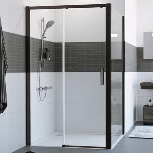 Hüppe Classics 2 EasyEntry - Posuvné dveře 1-dílné s pevným segmentem 2000x1200 mm, upevnění vlevo, profil Black Edition, čiré sklo s Anti-Plaque C25309.123.322