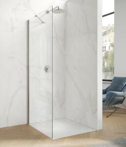 Hüppe Astra - Walk-in/Boční stěna pro křídlové dveře s pevným segmentem 900x2000 mm pro 4-úhelník, profil stříbrná pololesklá, sklo čiré s Anti-Plaque PX0203.069.322