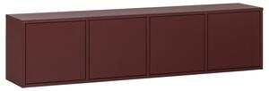 WOOOD Červený dřevěný TV stolek Merel 200 x 39 cm
