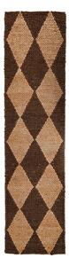 Hnědý/v přírodní barvě ručně tkaný běhoun s příměsí juty 80x230 cm Effie Diamond – Flair Rugs
