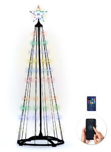 SOLIGHT Smart RGB vánoční stromek s hvězdou, 154 LED, 1,5m, BT aplikace, dálkový ovladač, IP44
