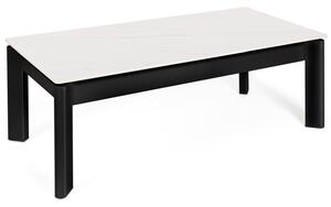 Somcasa Bílý keramický rozkládací konferenční stolek Roland 120 x 60 cm s černou podnoží