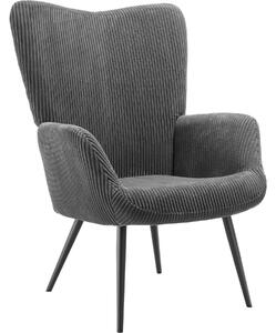 Tectake Křeslo Hygge polstrované, ergonomické, nosnost 150 kg - Bez podnožky,Široký manšestr antracit/černá