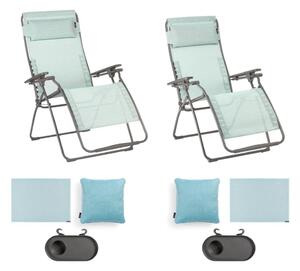 Sada 2x relaxační křeslo Lafuma Mobilier FUTURA standard + XL BatylineDUO modrozelená Mistral