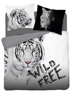 Francouzské povlečení Bílý Tygr Wild Free Bavlna, 220/200, 2x70/80 cm