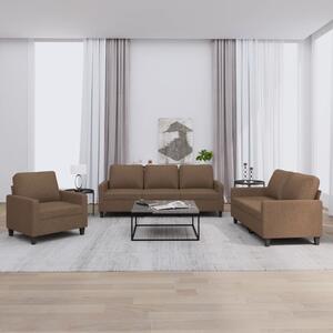 3dílná sedací souprava s poduškami hnědá textil 3201431