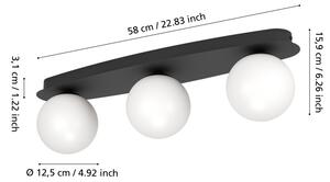 Eglo 902092 - LED Koup. stropní svítidlo CASTROVIDO 3xG9/4,2W/230V IP44 černá