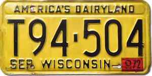 Americká SPZ Wisconsin 1973 Yellow T94-504