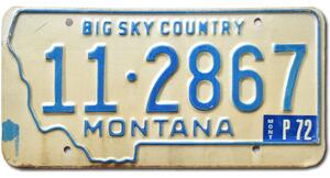 Americká SPZ Montana 1972 Big Sky Country 11-2867