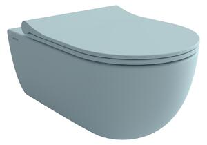 Bocchi V-Tondo - Závěsné WC 545x360 mm Rimless + slim sedátko, SoftClose - SET, ledově modrá matná