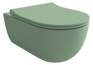 Bocchi V-Tondo - Závěsné WC 545x360 mm Rimless + slim sedátko, SoftClose - SET, mátově zelená matná