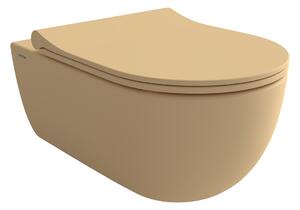 Bocchi V-Tondo - Závěsné WC 545x360 mm Rimless + slim sedátko, SoftClose - SET, kašmírová matná