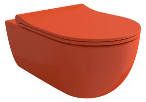Bocchi V-Tondo - Závěsné WC 545x360 mm Rimless + slim sedátko, SoftClose - SET, oranžová lesklá