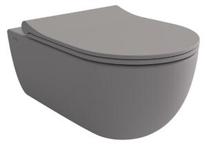 Bocchi V-Tondo - Závěsné WC 545x360 mm Rimless + slim sedátko, SoftClose - SET, šedá matná