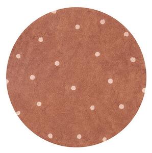 Pratelný ručně tkaný bavlněný dětský koberec v cihlové barvě ø140 cm Round Dot Chestnut – Lorena Canals