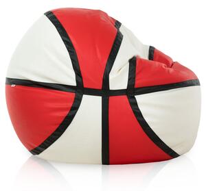 Sedací pytel Basketbal ekokůže, krémový / červený