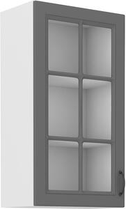 STL 40 cm skříňka horní jednodveřová se sklem STILO II (výška 90 cm) Barevné provedení STILO: Bílá / Prachově šedá