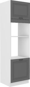 Vysoká skříňka pro vestavnou a mikrovlnou troubu Stilo 60 DPM-210 2F Barva korpusu: Bílá, Barva dvířek: Grafit