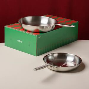 Fabini Sada pánví Lucca 4.0 Pro, ø 26 cm + ø 30 cm, 2 díly, dárkové balení - Nerezové beznýtové pánve z vícevrstvé nerezové oceli
