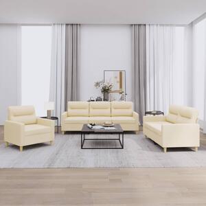 3dílná sedací souprava s poduškami krémová textil 3201538
