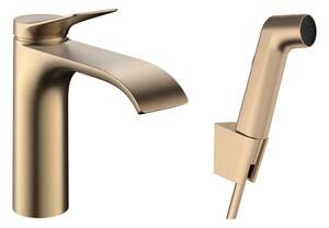 Hansgrohe Vivenis - Páková umyvadlová baterie s ruční sprchou Bidette a sprchovou hadicí 160 cm, kartáčovaný bronz 75210140