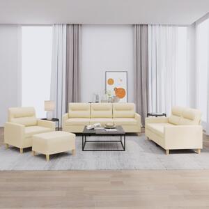 4dílná sedací souprava s poduškami krémová textil 3201546