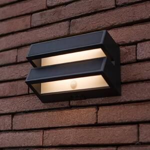 LUTEC LED solární venkovní nástěnné svítidlo BARLO, tmavě šedá, 21 cm, senzor, IP54, Hliník / šedá / zinek, Plast, Moderní