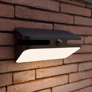 LUTEC LED solární venkovní nástěnné svítidlo AERO, černá, 21 cm, senzor, IP54, Černá, Hliník, Moderní