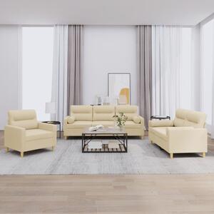 3dílná sedací souprava s polštáři krémová textil 3201554