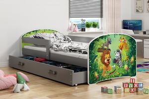 Dětská postel Luki - Grafit (Jungle) 160x80 cm