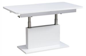 DOLMAR Jídelní/konferenční stůl rozkládací - OPTI, 126/168x70, lesklá bílá