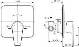 Ideal Standard Cerafine D - Sprchová baterie pod omítku s podomítkovým tělesem, chrom A7188AA