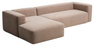 Kave Home Hnědá rohová pohovka Blok 330 cm, levá