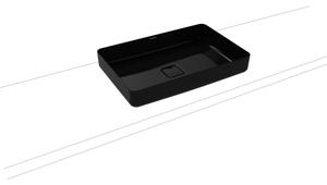 Kaldewei Miena - Umyvadlová mísa bez přepadu, 580x380 mm, bez otvoru pro baterii, AD, Perl-effekt, černá 909606003701