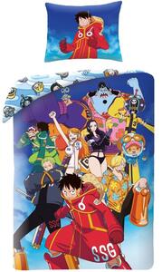 Ložní povlečení z mikrovlákna One Piece – motiv Luffy a posádka Straw Hat - 70x90 cm + 140x200 cm