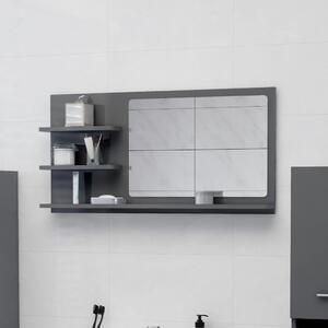 Koupelnové zrcadlo šedé vysoký lesk 90x10,5x45 cm dřevotříska