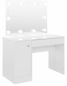 Kosmetický stolek s LED světly 110x55x145 cm MDF zářivě bílý
