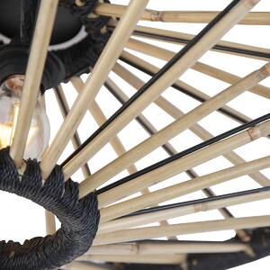 Orientální stropní svítidlo bambusové s černou 60 cm - Evalin