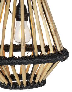 Orientální závěsné svítidlo bambusové s černou 32 cm - Evalin