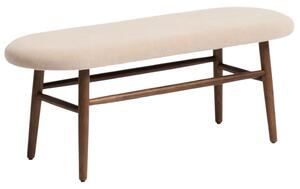 Kave Home Béžová čalouněná ořechová lavice Helda 122 cm
