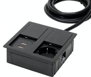 VersaLogic Elektro zásuvka VersaHIT Dual s USB nabíječkou černý
