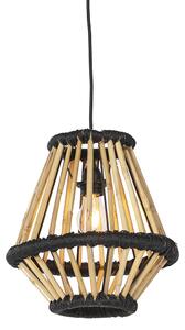 Orientální závěsné svítidlo bambusové s černou 32 cm - Evalin