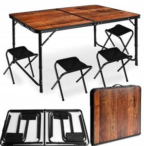 Bestent Kempingový stůl 120x60cm a 4 židle imitace dřeva
